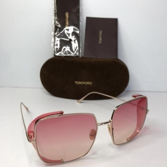 💯 Original Tom Ford Square Sunglasses TF901 Toby-02 28T Gold 60mm FT0901 - Picture 8 of 12
